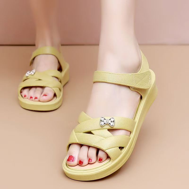 Velcro Hook Loop - Sandali con zeppa da donna per